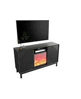 Mid-Century Modern Tv Stand with 18" Electric Fireplace