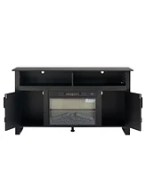 Black Entertainment Center with Infrared Electric Fireplace and Storage