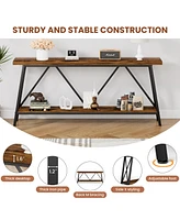 70.9" Extra Long Sofa Console, Entryway Table with 2-Tier Storage