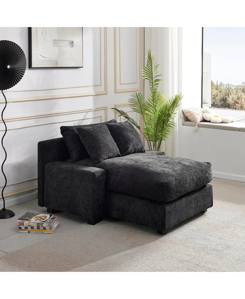 Modern Luxury Sofa Couch for Living Room Quality Chenille Upholstery Sleeper Sofa Bed Daybed Black Chenille