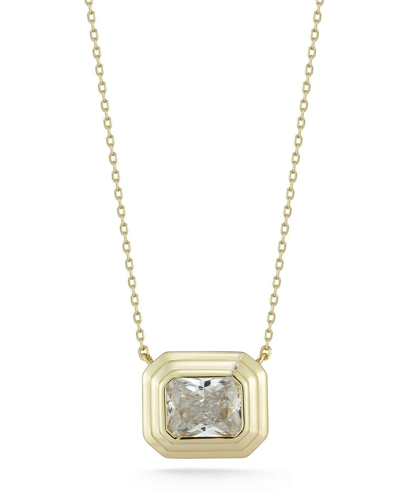 Rachel Zoe 14K Gold Plated Sterling Silver Radiant Cut Solitaire Necklace