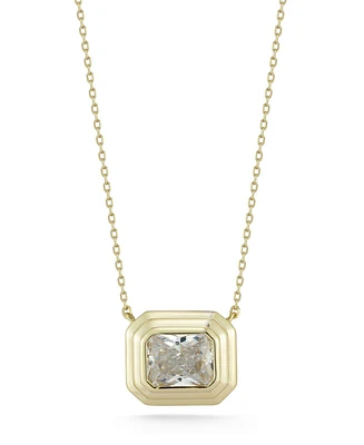 Rachel Zoe 14K Gold Plated Sterling Silver Radiant Cut Solitaire Necklace
