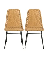 Sturdy Rattan Woven Armchairs: Crate Set of 2 with Iron Legs