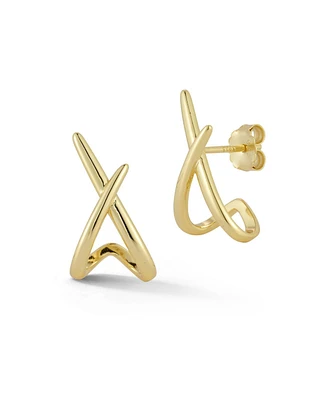 Rachel Zoe 14K Gold Plated Sterling Silver X Huggie Stud Earrings