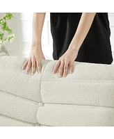Fireside Accent Bean Bag Chair, Modern Armless Floor Sofa (Chenille, White)