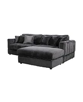 Oversized Cloud Sectional Sofa with Moveable Ottoman (Grey)