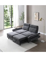 Convertible Sleeper Sofa Bed: Adjustable Futon Sofa with Chenille Upholstery (Grey)