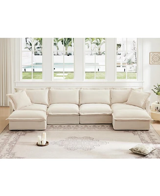 Slipcovered U-Shape Sectional Sofa: Wide, Deep, & Cozy