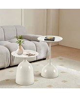 3-Minutes Assembly Premium Metal Side Tables with Raised Edges