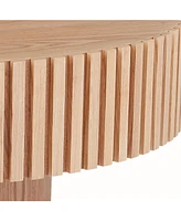 35" Modern Round Wood Coffee Table