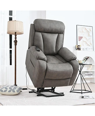 Lift Chair Recliner for Elderly Power Remote Control Recliner Sofa Relax Soft Chair Anti-skid Australia Cashmere Fabric Furniture Living Room(Dark Gra