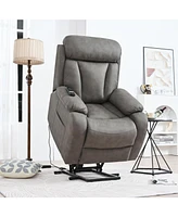 Lift Chair Recliner for Elderly Power Remote Control Recliner Sofa Relax Soft Chair Anti-skid Australia Cashmere Fabric Furniture Living Room(Dark Gra