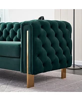 Chesterfield Modern Tufted Velvet Living Room Sofa, 84.25"W Couch,Green