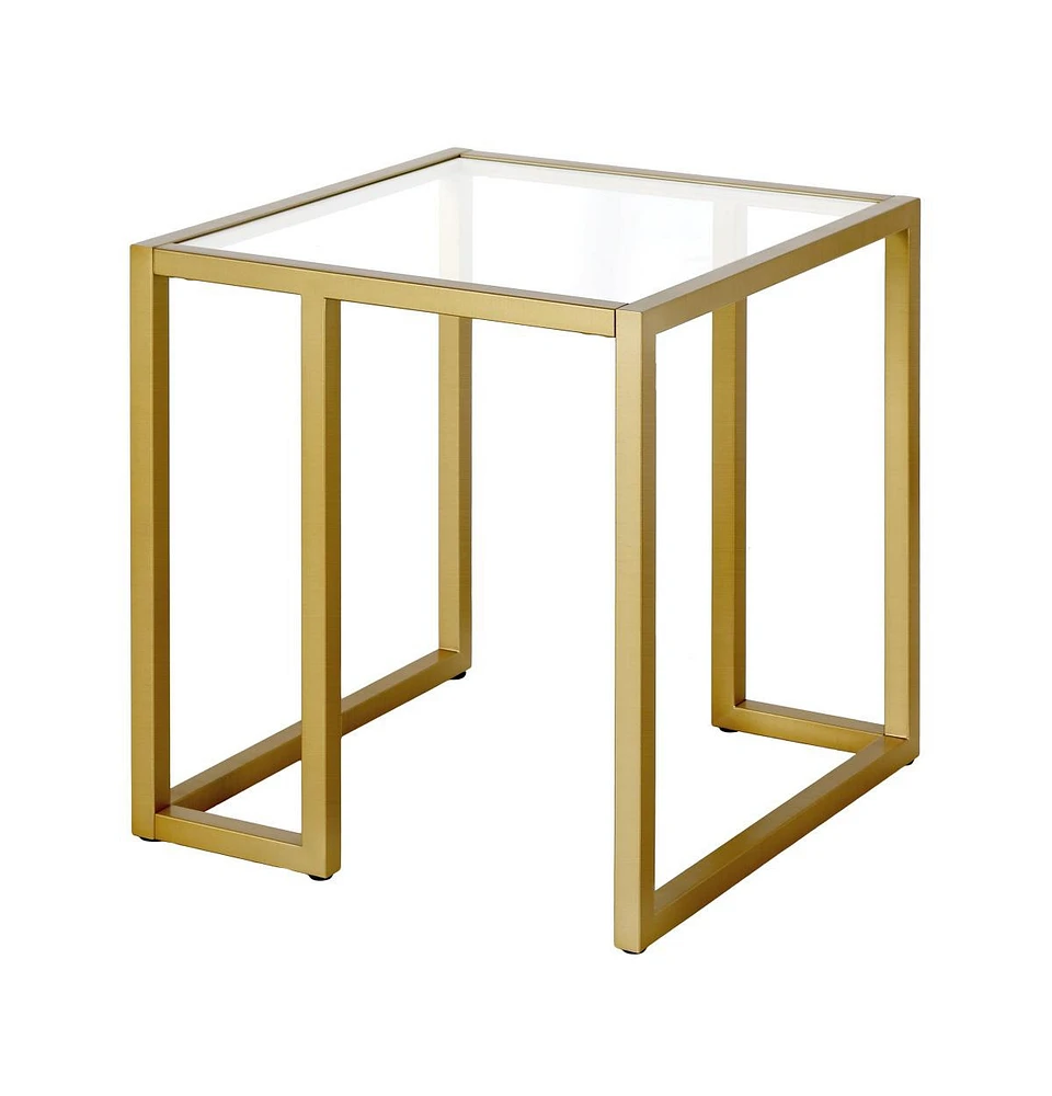 Sleek Square Glass Accent Table with Durable Metal Legs