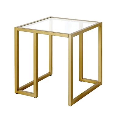 Sleek Square Glass Accent Table with Durable Metal Legs
