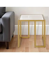 Sleek Square Glass Accent Table with Durable Metal Legs