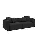 89 inch Sofa for Living Room, Fashion Sofa with Metal Legs, 3 Seater Sofa, Solid Wood Frame Couch with 4Pillows, for Apartment Office Living Room