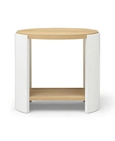 2-Layer Storage Nightstand Table (Natural and White)
