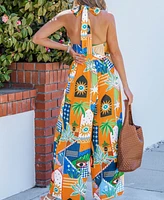 Cupshe Women's Tropical Paradise Wide Leg Jumpsuit