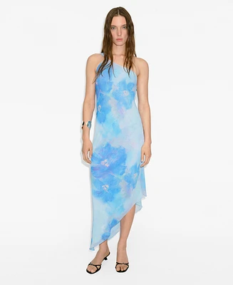 Mango Women's Asymmetrical Floral Scarf Dress