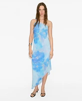 Mango Women's Asymmetrical Floral Scarf Dress