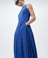 Mango Women's Puffed Hem Midi Dress