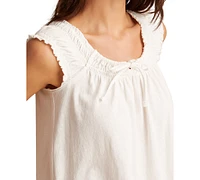 Lucky Brand Women's Cotton Smocked Tie-Neck Sleeveless Top