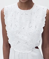 Mango Women's Side Slits Embroidered Dress