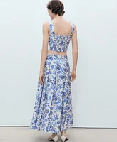 Mango Women's Long Floral Flared Skirts