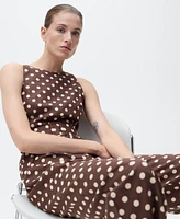 Mango Women's Polka-Dots and Belt Linen Jumpsuit