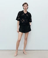 Mango Women's Short-Sleeved Crochet Cardigan