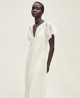Mango Women's Openwork Details Embroidered Dress