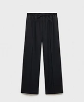 Mango Women's Bow Straight-Fit Linen Pants