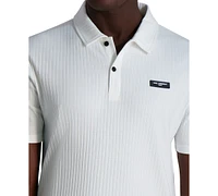 Karl Lagerfeld Paris Men's Short Sleeve Ribbed Polo Shirt