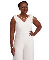 Kasper V-Neck Bow-Strap Jumpsuit, Regular & Plus Sizes