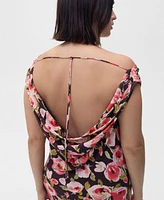 Mango Women's Draped Neck Floral Dress