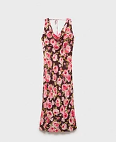 Mango Women's Draped Neck Floral Dress