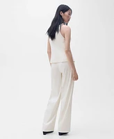 Mango Women's Straight Mid-Rise Pants