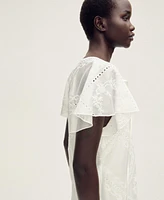 Mango Women's Openwork Details Embroidered Dress