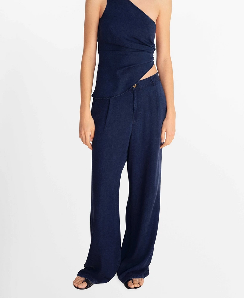 Mango Women's Denim-Effect Lyocell Pants
