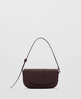 Mango Women's Flap Raffia Shoulder Bag