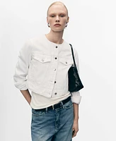 Mango Women's Crop Denim Jacket