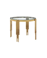 38.6" Glass Dining Table with Gold Legs