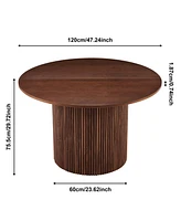 47" Walnut Veneer Dining Table for 4, Farmhouse Style, Wood Base