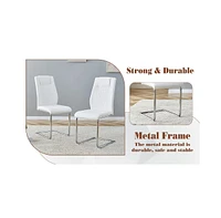 Pandora Sintered Stone Dining Set: 63 x 31.4 Inch Table with 4 White Chairs