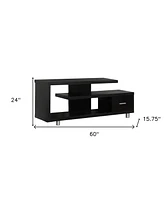 Wood Tv Stand with Open Shelving for Flat Screen TVs and Media Equipment