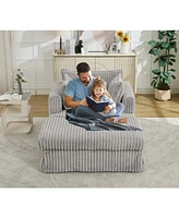 47.7'' Oversized Corduroy Chaise Longue with Ottoman, Deep Seat Reclining Chair Sofa, Comfy Thicked Upholstered Pad Chair, with Foot Stool, Oversize,