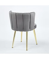 Modern Velvet Dining Chair (Set of 2) with Golden Legs