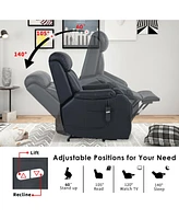 Electric Power Lift Recliner Chair for Elderly, Pu Recliner Chair for Seniors, Home Theater Seating, Living Room Chair, Side Pocket, Remote Control (B