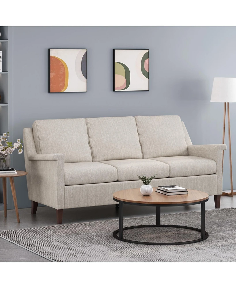 Contemporary Upholstered 3 Seat Sofa with Birch Wood Legs for Classy Comfort